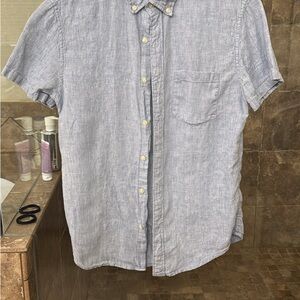 Men's Light Blue Short Sleeve Linen Shirt
